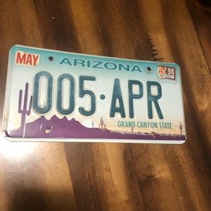 ARIZONA LICENSE PLATE GRAND CANYON STATE DESERT SCENE. 005-APR Vintage 1998